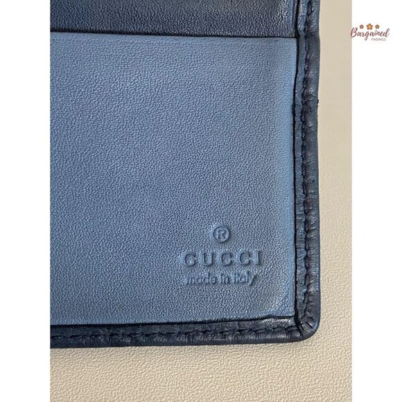 Authentic GUCCI Gray/Blue Microguccissima Leather Bifold Men's Wallet - 365477 - Picture 8 of 11